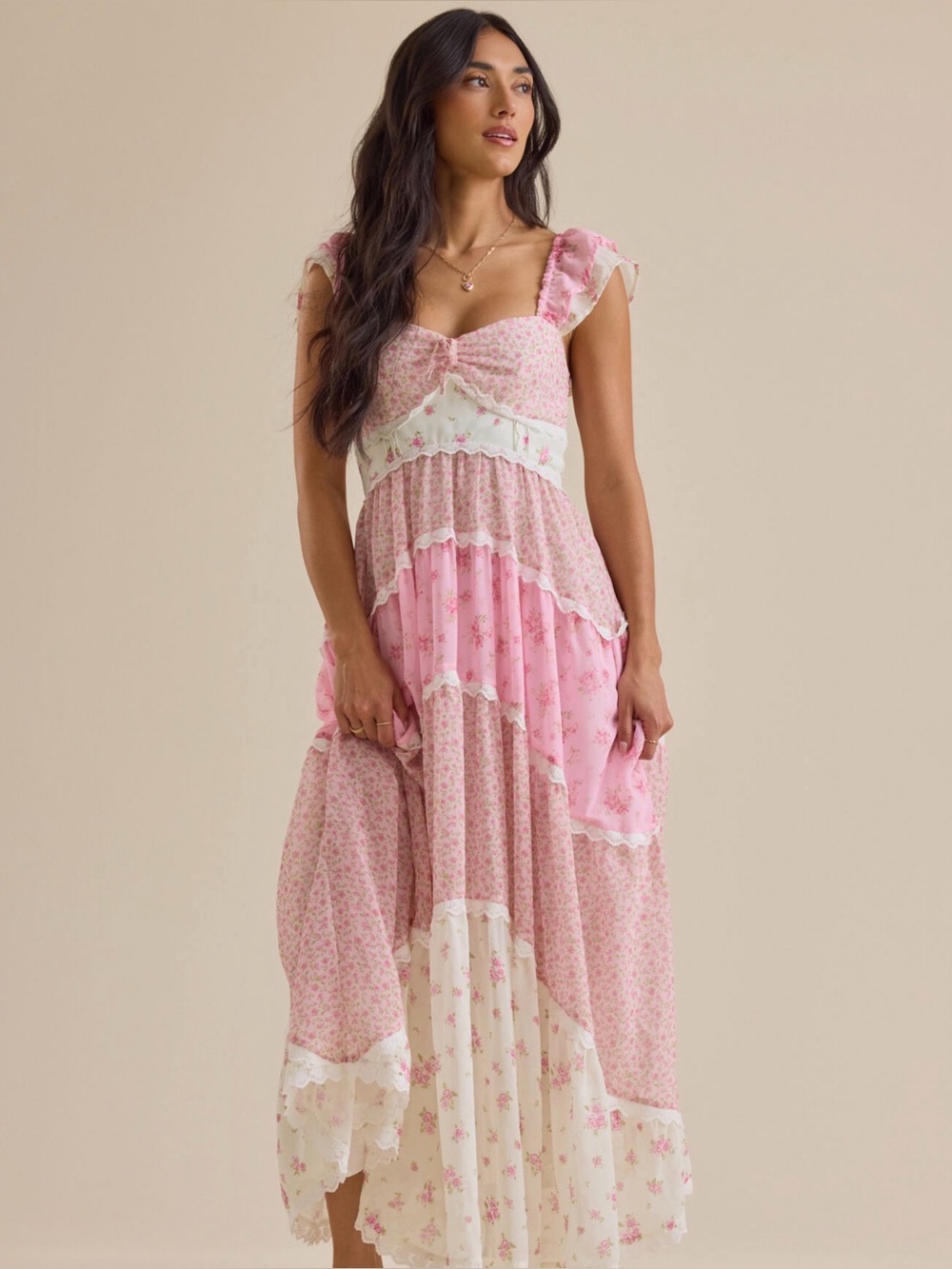 Altar'd State Pink Floral Maxi Dress